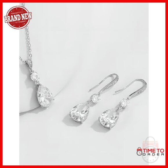 Pear Cut Cubic Zirconia Drop Dangle Earrings Wedding Bridal Fine Jewelry